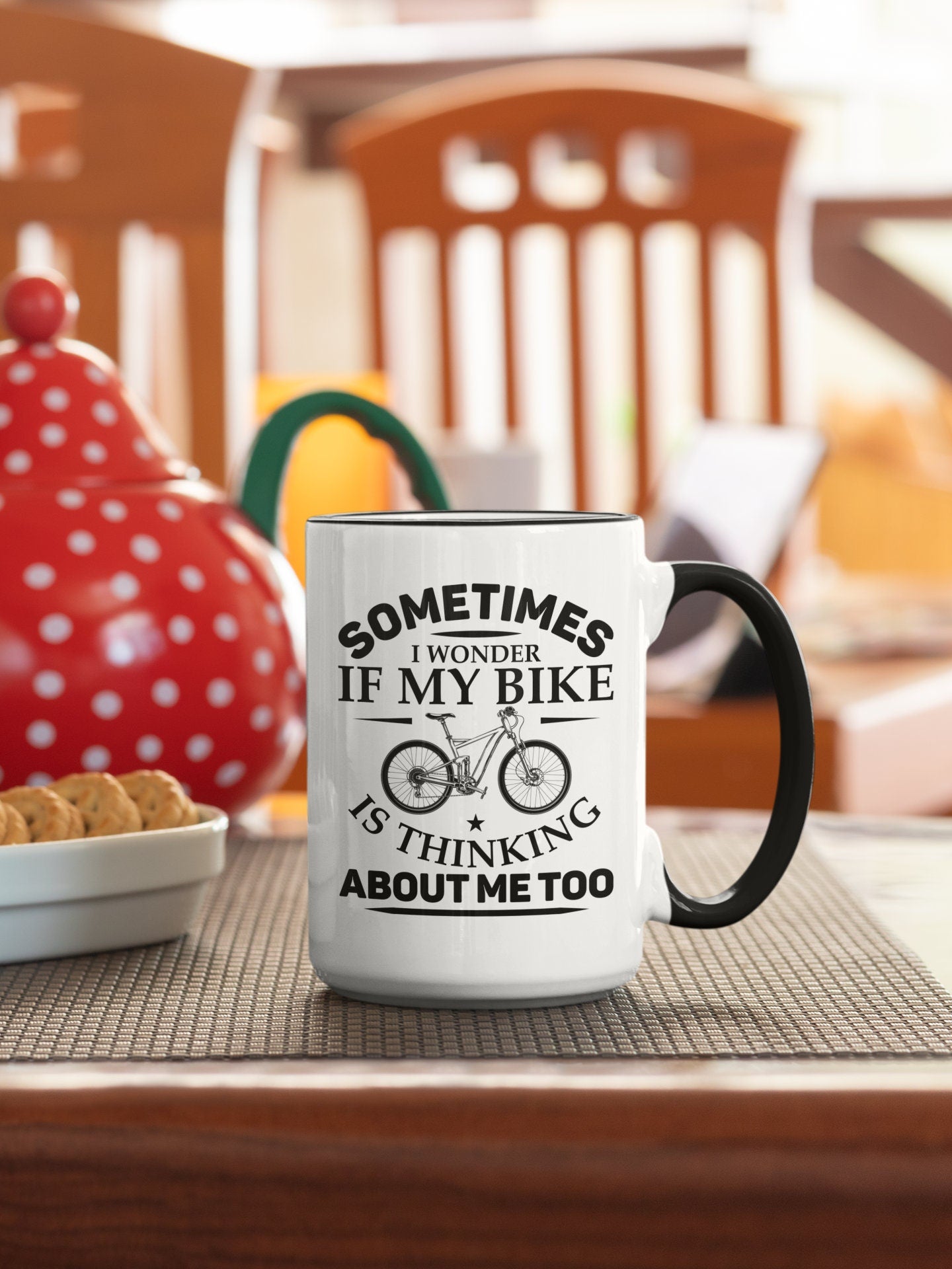 Sometimes I Wonder if My Bike Is Thinking About Me Too Mug